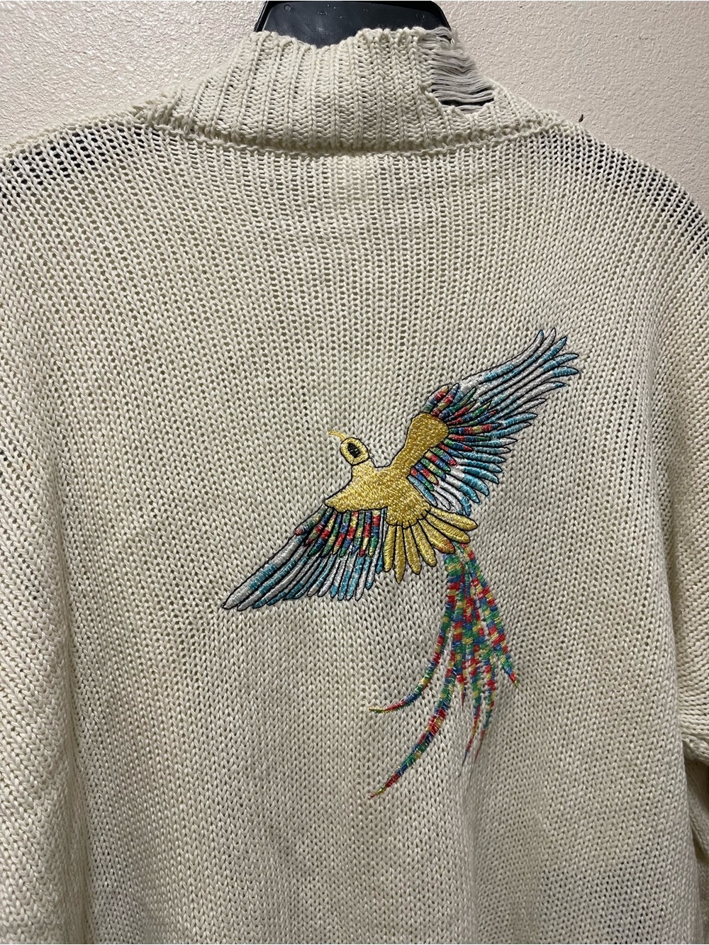Cream Embroidered Bird Button-Front Cardigan - Picture 3 of 11